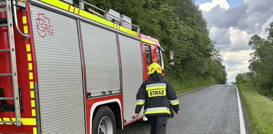 Korzenna - powalone drzewo na drogę powiatową