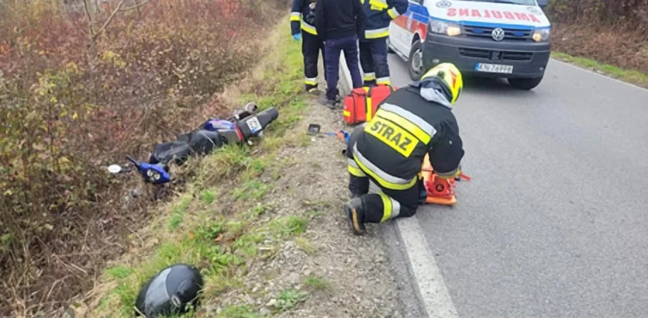 Korzenna - wypadek motocyklisty