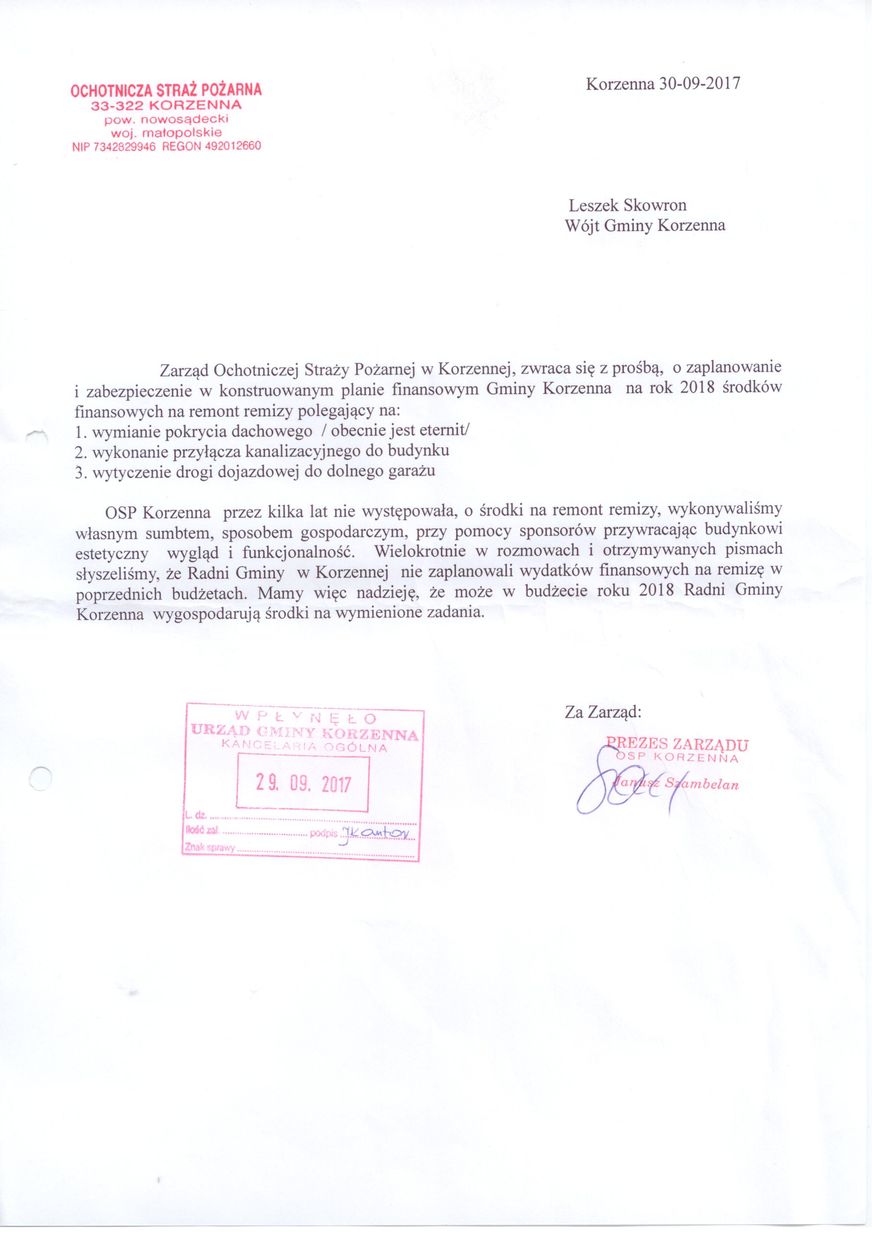 Korespondencja OSP — dokument 2