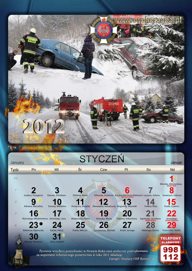 Kalendarz OSP Korzenna 2012 — Styczeń