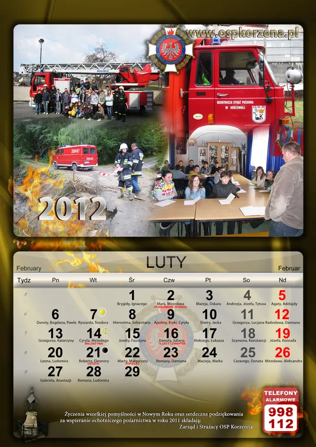 Kalendarz OSP Korzenna 2012 — Luty