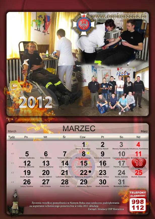 Kalendarz OSP Korzenna 2012 — Marzec