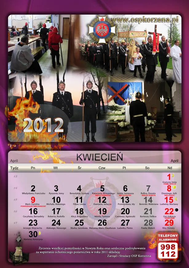 Kalendarz OSP Korzenna 2012 — Kwiecień