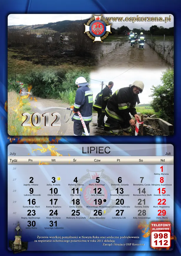 Kalendarz OSP Korzenna 2012 — Lipiec