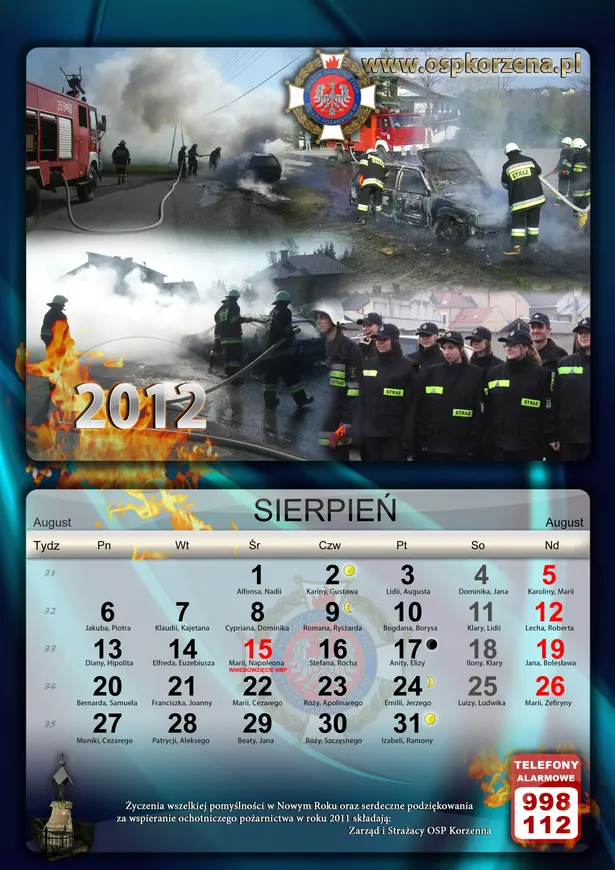 Kalendarz OSP Korzenna 2012 — Sierpień