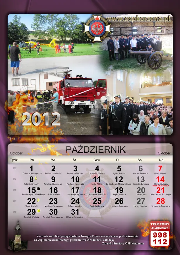 Kalendarz OSP Korzenna 2012 — Październik