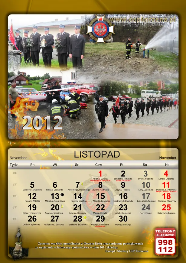 Kalendarz OSP Korzenna 2012 — Listopad