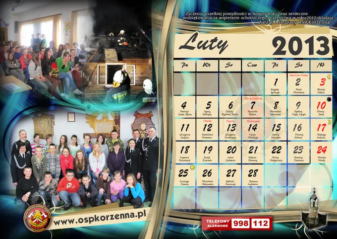 Kalendarz OSP Korzenna 2013 — Luty