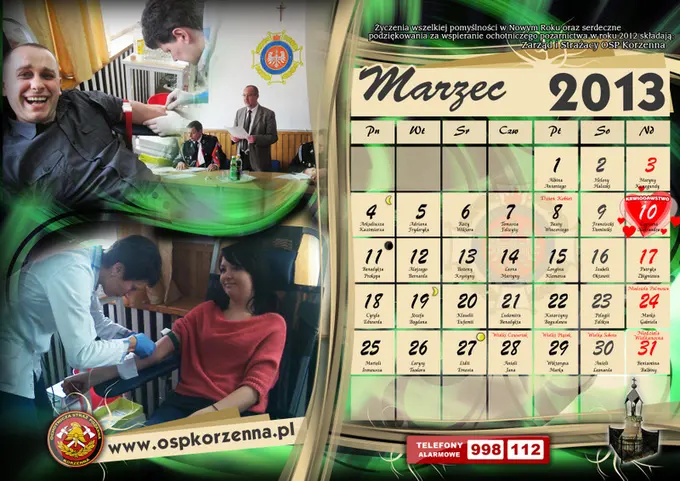 Kalendarz OSP Korzenna 2013 — Marzec