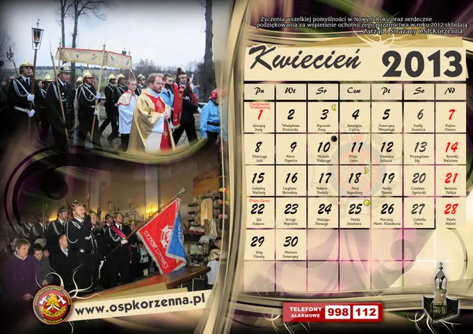 Kalendarz OSP Korzenna 2013 — Kwiecień