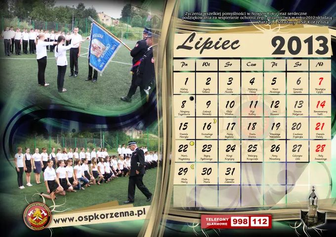 Kalendarz OSP Korzenna 2013 — Lipiec