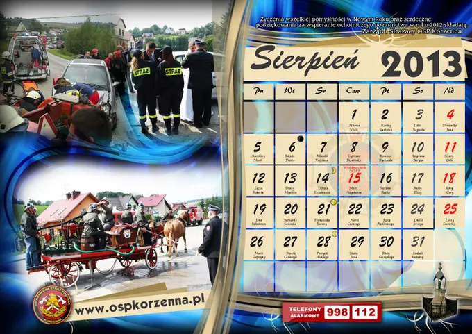 Kalendarz OSP Korzenna 2013 — Sierpień