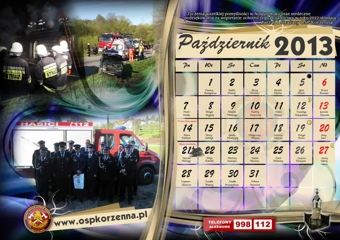 Kalendarz OSP Korzenna 2013 — Październik