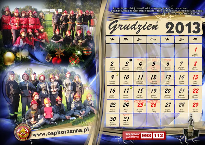 Kalendarz OSP Korzenna 2013 — Grudzień