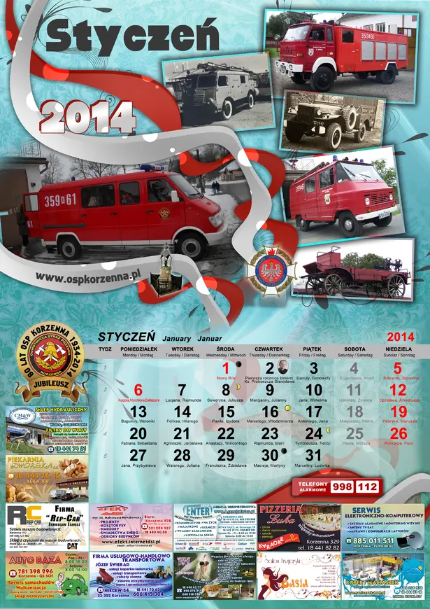 Kalendarz OSP Korzenna 2014 — Styczeń