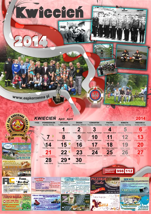 Kalendarz OSP Korzenna 2014 — Kwiecień