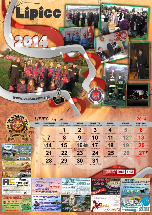 Kalendarz OSP Korzenna 2014 — Lipiec