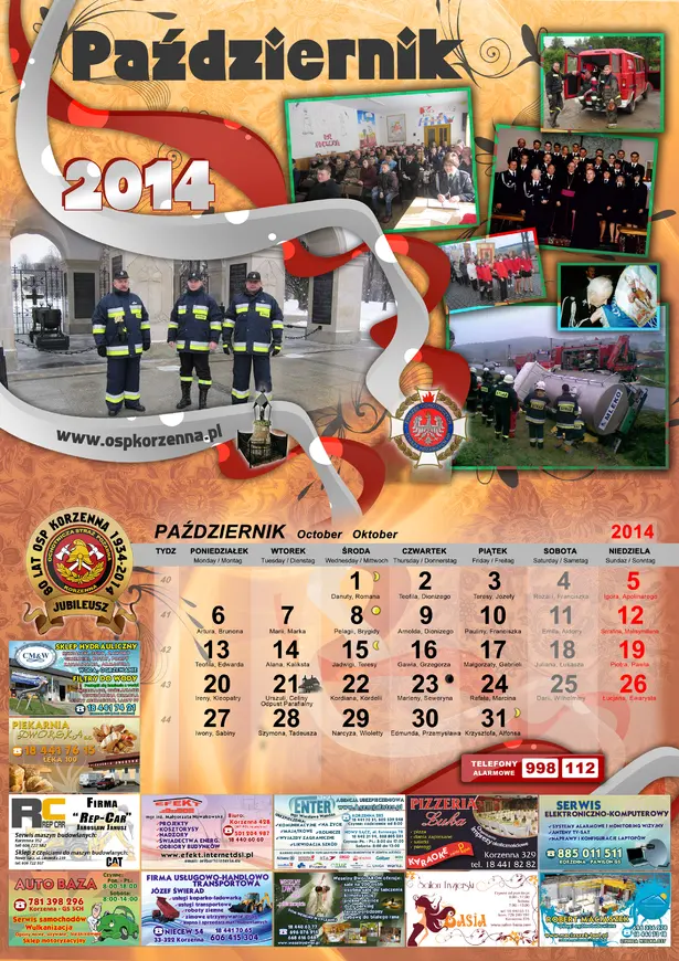 Kalendarz OSP Korzenna 2014 — Październik