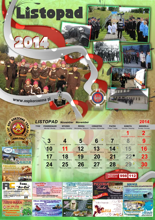 Kalendarz OSP Korzenna 2014 — Listopad