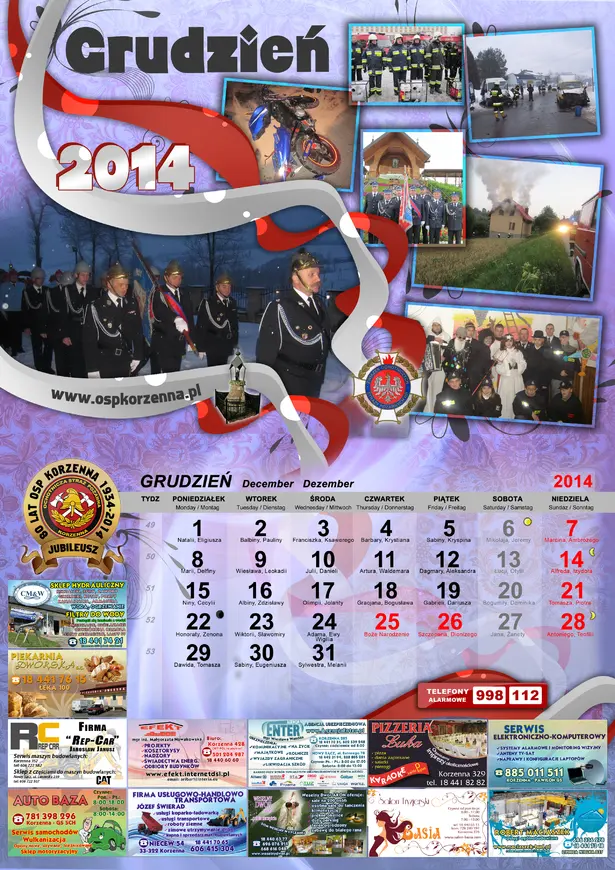 Kalendarz OSP Korzenna 2014 — Grudzień