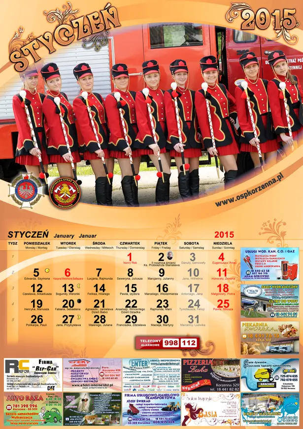 Kalendarz OSP Korzenna 2015 — Styczeń
