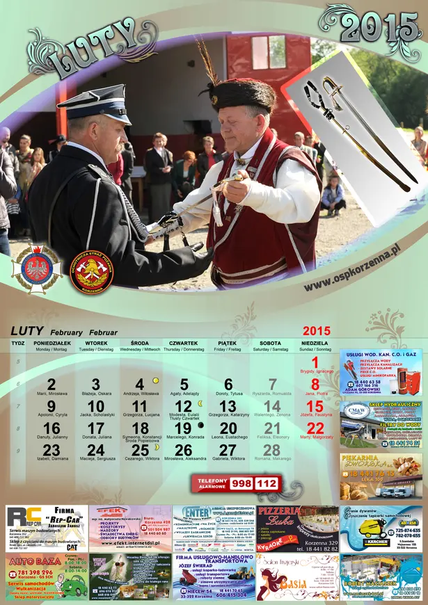 Kalendarz OSP Korzenna 2015 — Luty