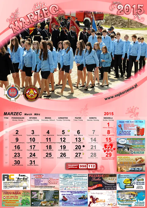 Kalendarz OSP Korzenna 2015 — Marzec