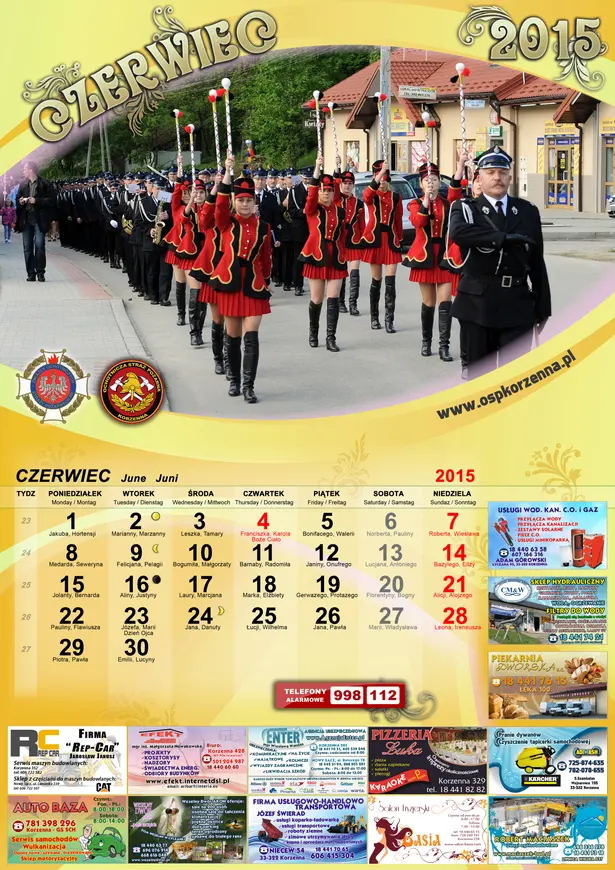 Kalendarz OSP Korzenna 2015 — Czerwiec