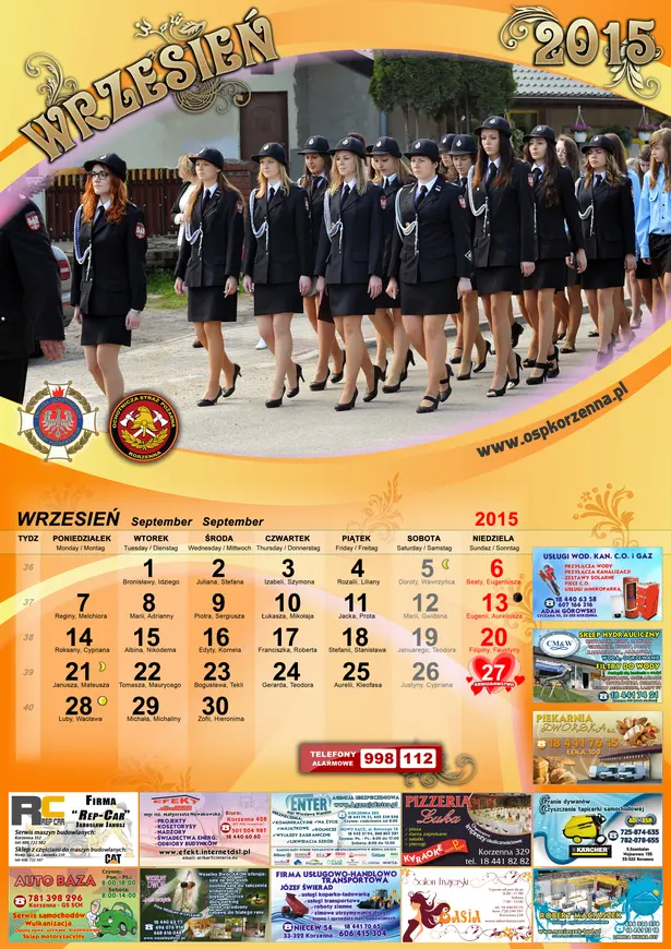 Kalendarz OSP Korzenna 2015 — Wrzesień
