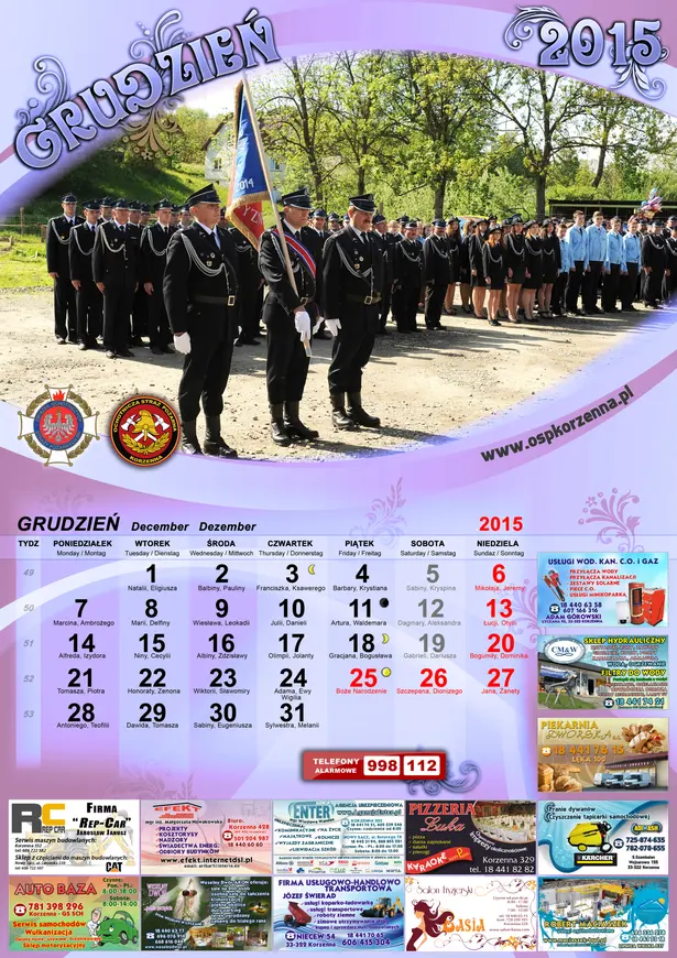 Kalendarz OSP Korzenna 2015 — Grudzień