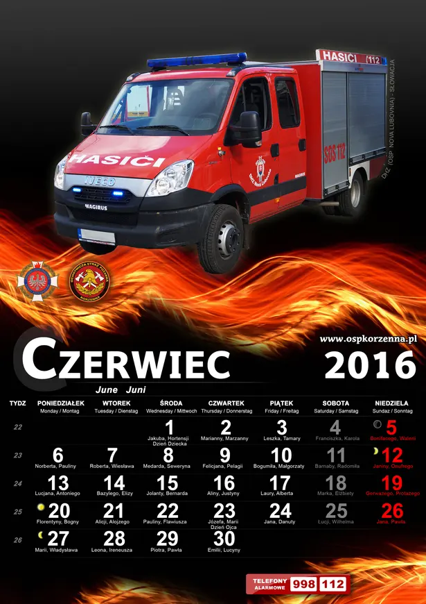Kalendarz OSP Korzenna 2016 — Czerwiec