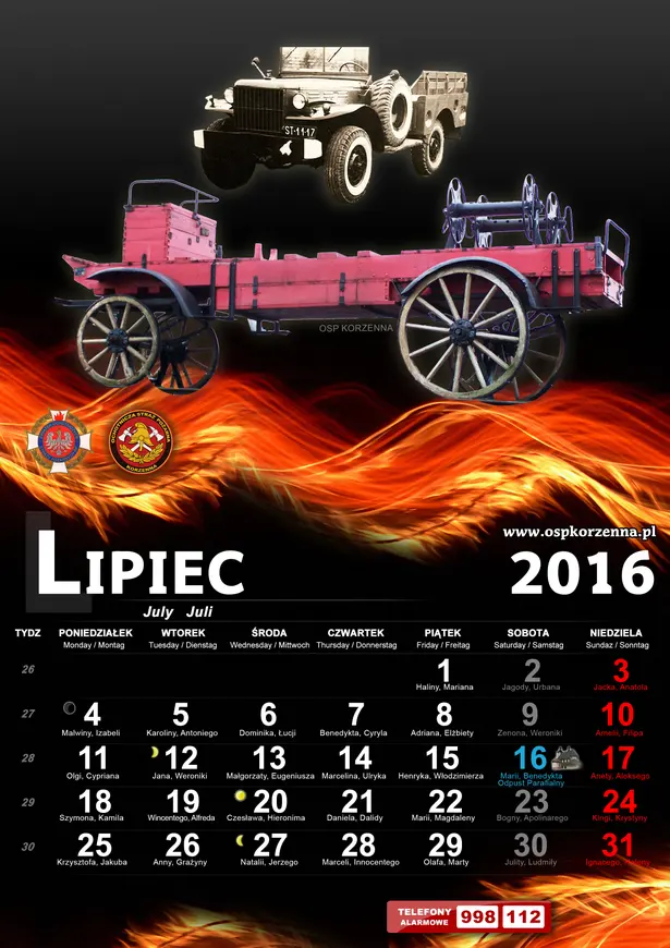 Kalendarz OSP Korzenna 2016 — Lipiec