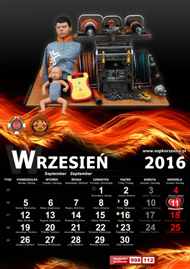 Kalendarz OSP Korzenna 2016 — Wrzesień
