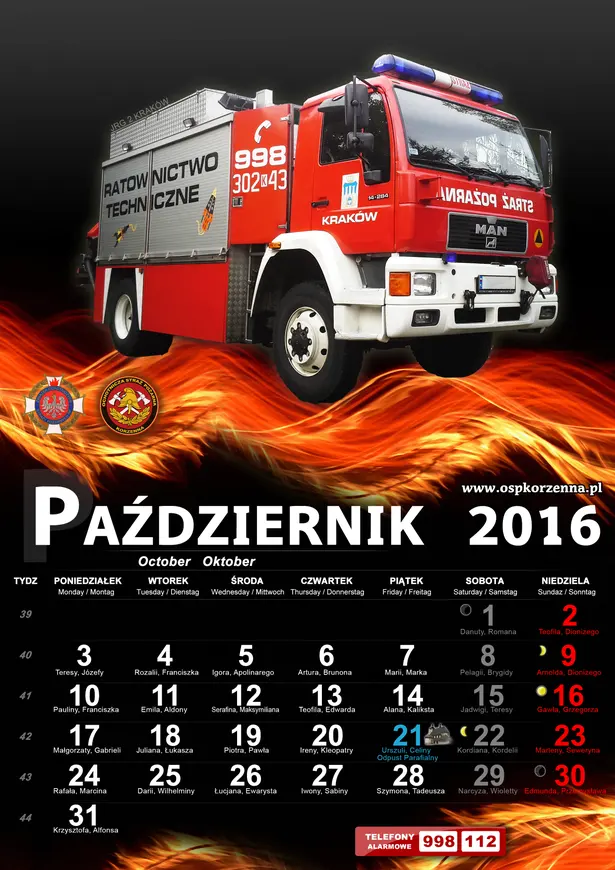Kalendarz OSP Korzenna 2016 — Październik