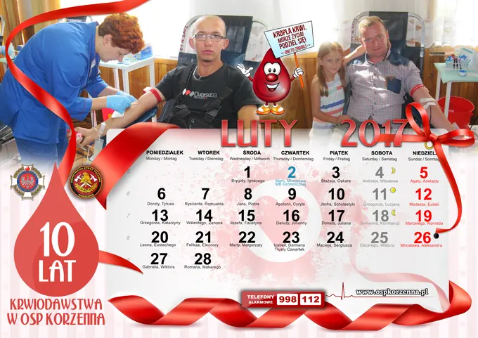 Kalendarz OSP Korzenna 2017 — Luty