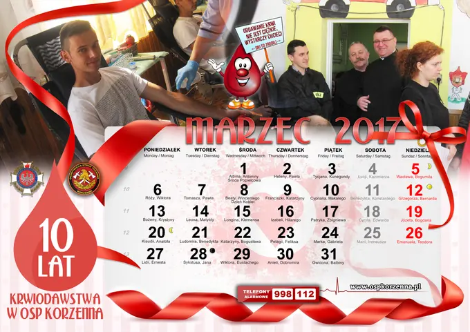 Kalendarz OSP Korzenna 2017 — Marzec