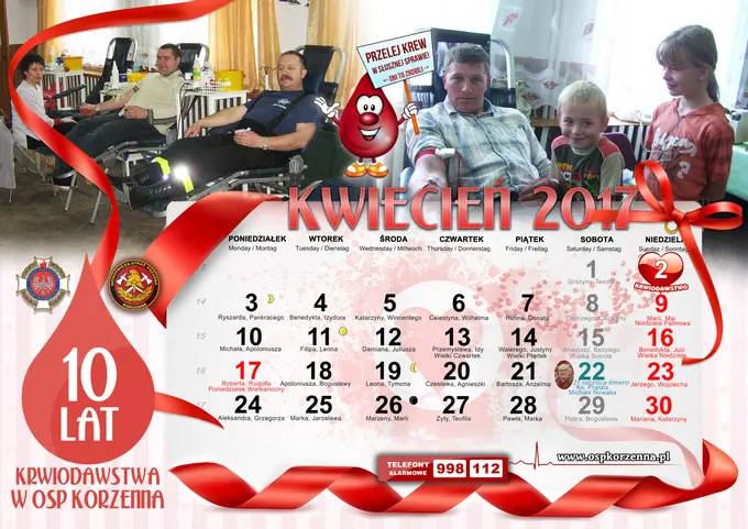 Kalendarz OSP Korzenna 2017 — Kwiecień
