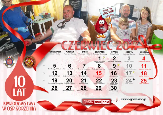Kalendarz OSP Korzenna 2017 — Czerwiec