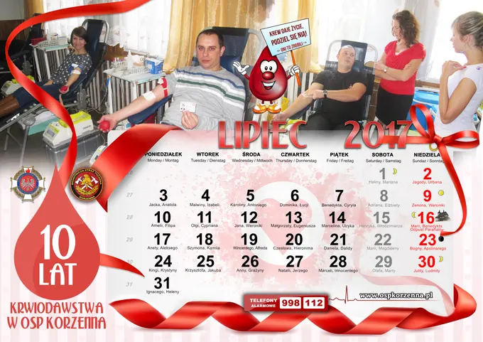 Kalendarz OSP Korzenna 2017 — Lipiec