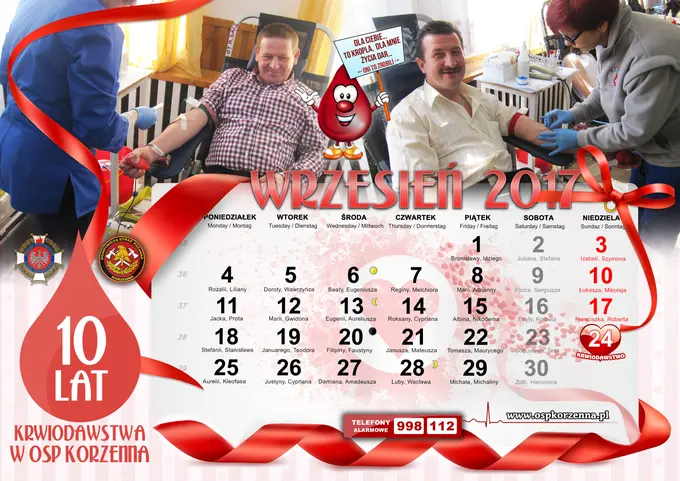 Kalendarz OSP Korzenna 2017 — Wrzesień