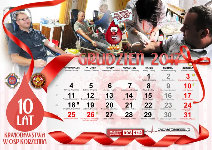 Kalendarz OSP Korzenna 2017 — Grudzień