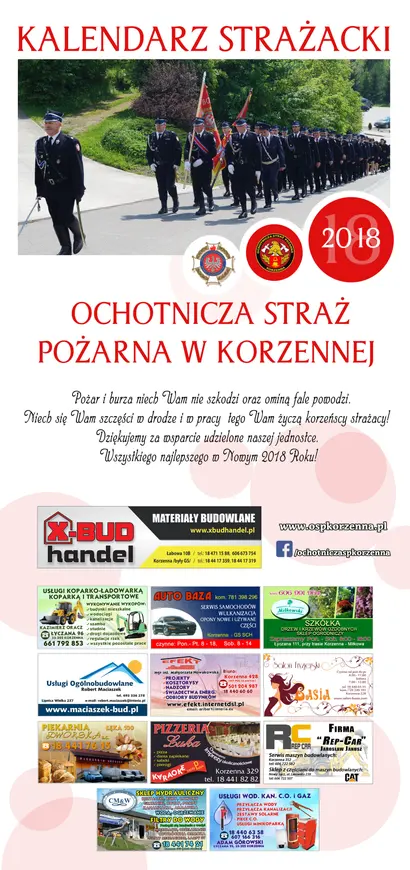 Kalendarz OSP Korzenna 2018 — Okładka
