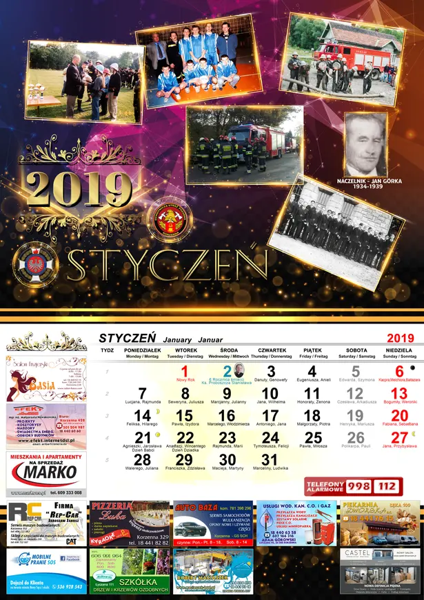 Kalendarz OSP Korzenna 2019 — Styczeń