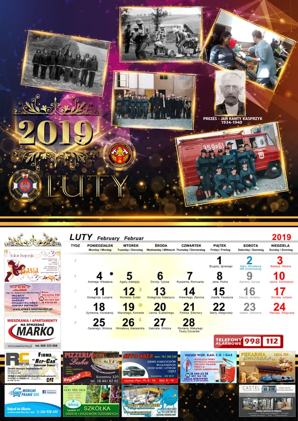 Kalendarz OSP Korzenna 2019 — Luty