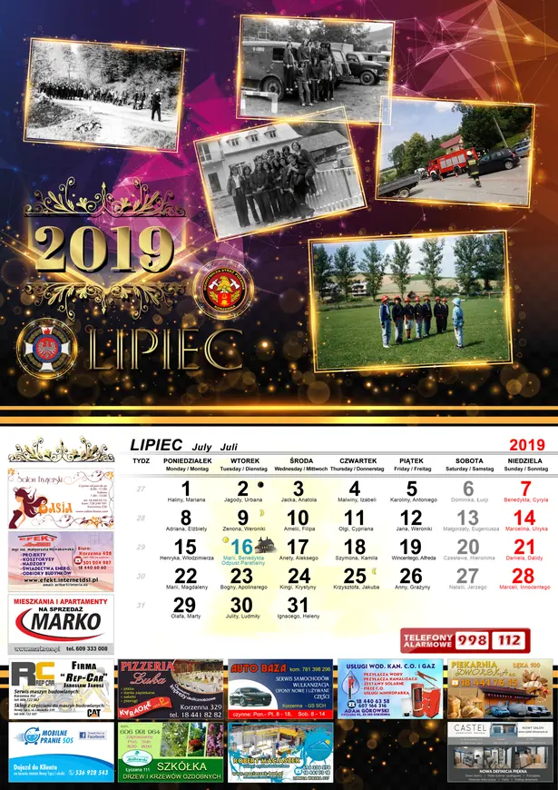 Kalendarz OSP Korzenna 2019 — Lipiec