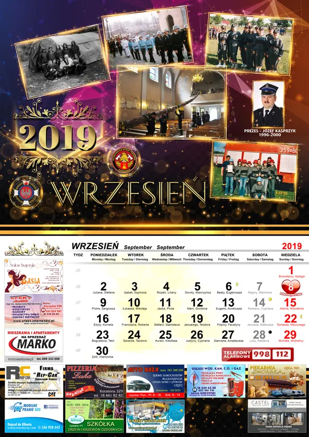 Kalendarz OSP Korzenna 2019 — Wrzesień