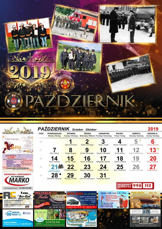 Kalendarz OSP Korzenna 2019 — Październik