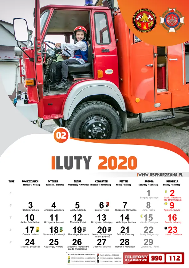 Kalendarz OSP Korzenna 2020 — Luty