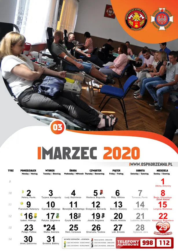 Kalendarz OSP Korzenna 2020 — Marzec