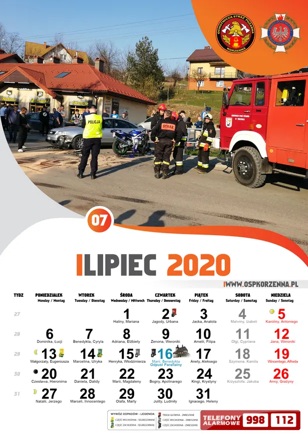 Kalendarz OSP Korzenna 2020 — Lipiec